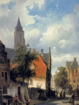 unknow artist European city landscape, street landsacpe, construction, frontstore, building and architecture. 327